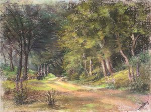 Walk in the Woods, Somerset, 1995 (pastell)